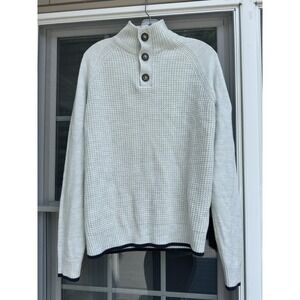 Canda C&A Waffle 1/4 button pullover wool Sweater Size Medium